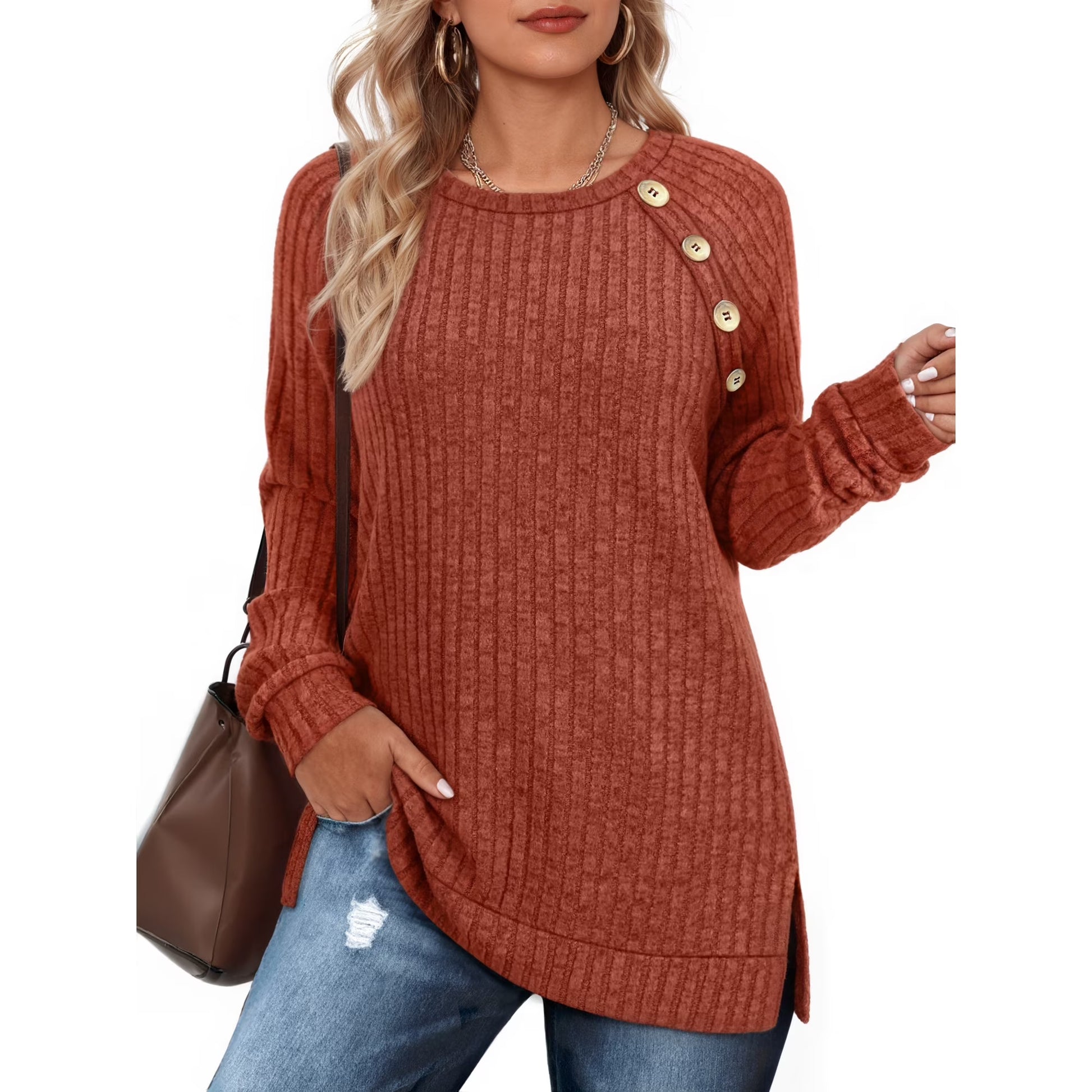 OALUXE Long Sleeve Shirts for Women Causual Tunic Tops Loose Fit Dressy Lightweight Sweaters