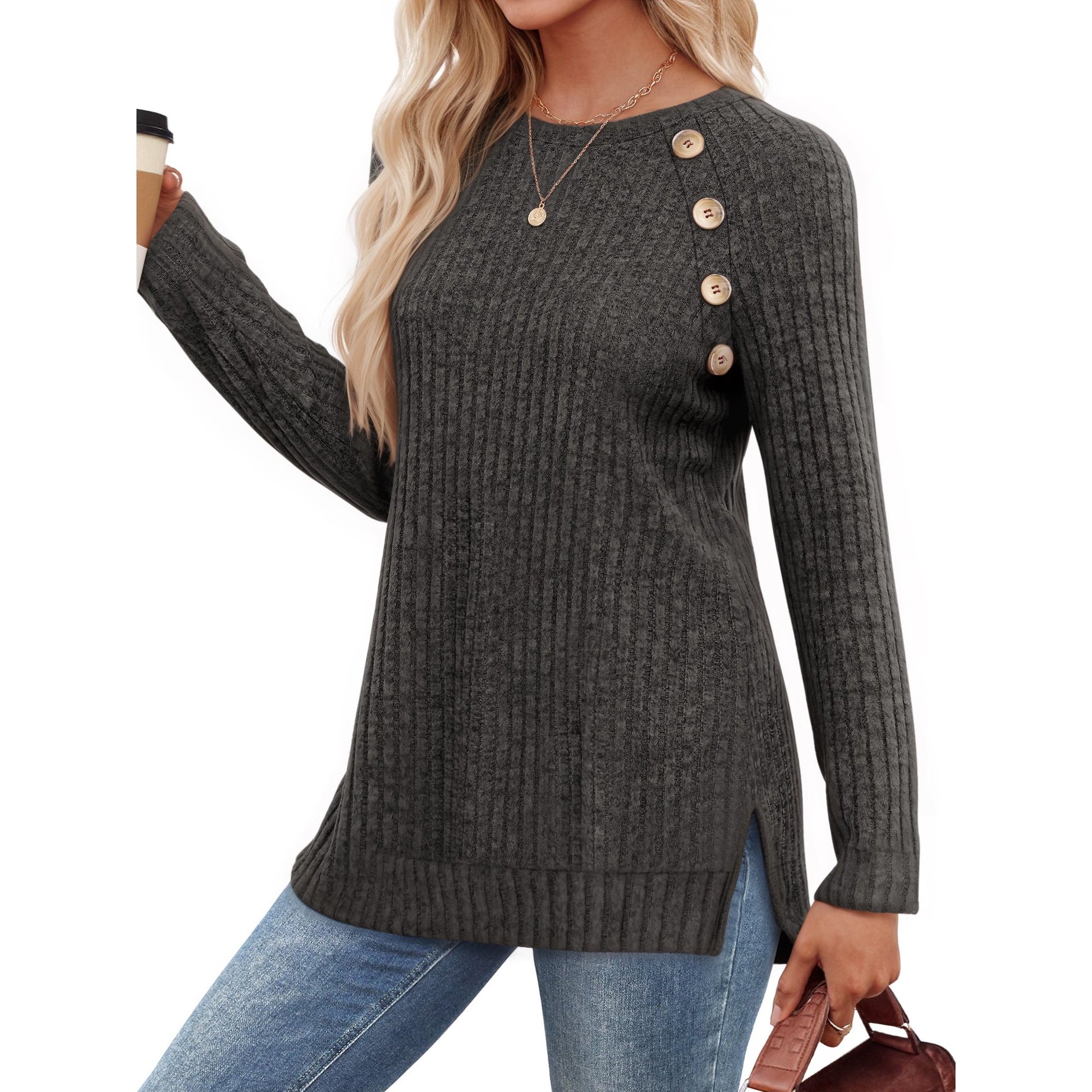 OALUXE Long Sleeve Shirts for Women Causual Tunic Tops Loose Fit Dressy Lightweight Sweaters