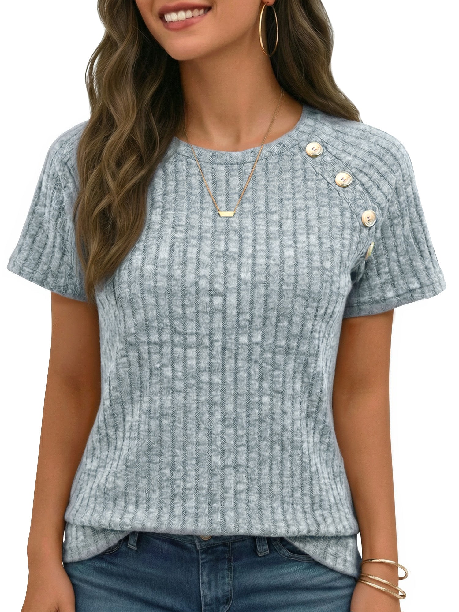 MOYIKO Short Sleeve Tunic Tops for Women Crew Neck Summer Shirts Business Blouses Dressy Casual
