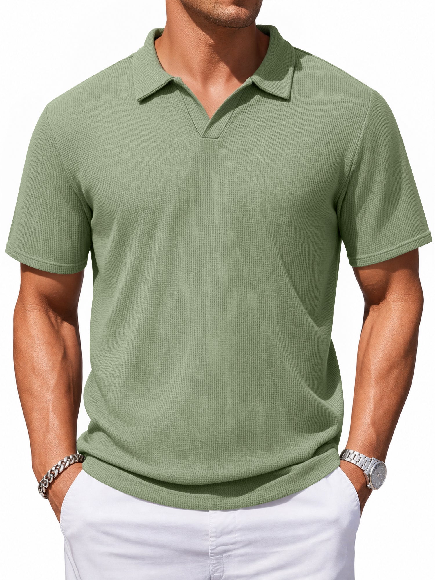 RICHCOIN Polo Shirts for Men Short Sleeve Classic Collared Casual Knit Golf T Shirt Summer Tops