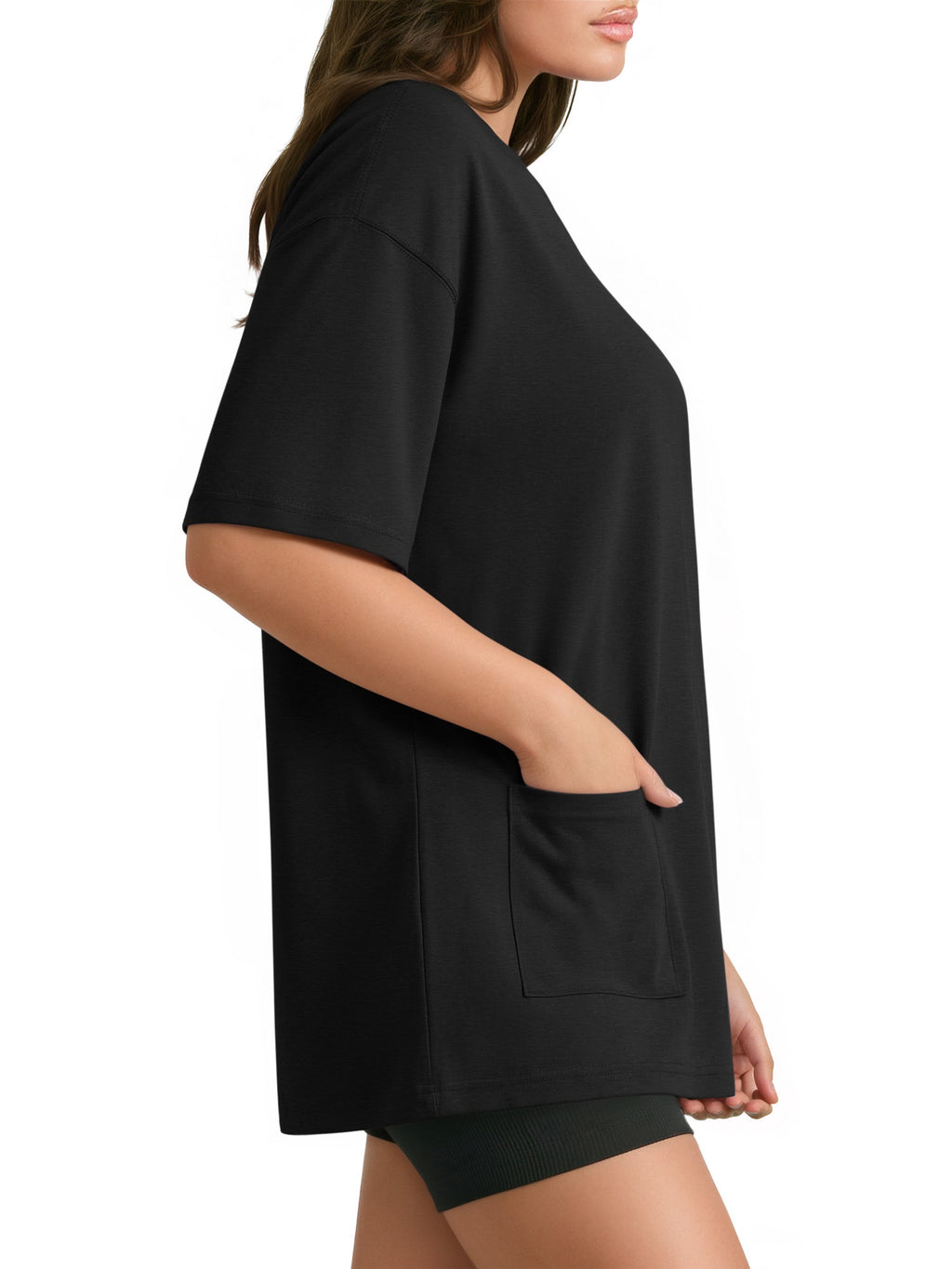MOYIKO Oversized T Shirts for Women Half Sleeve Crewneck Loose Fit Tees Summer Tops with Pockets