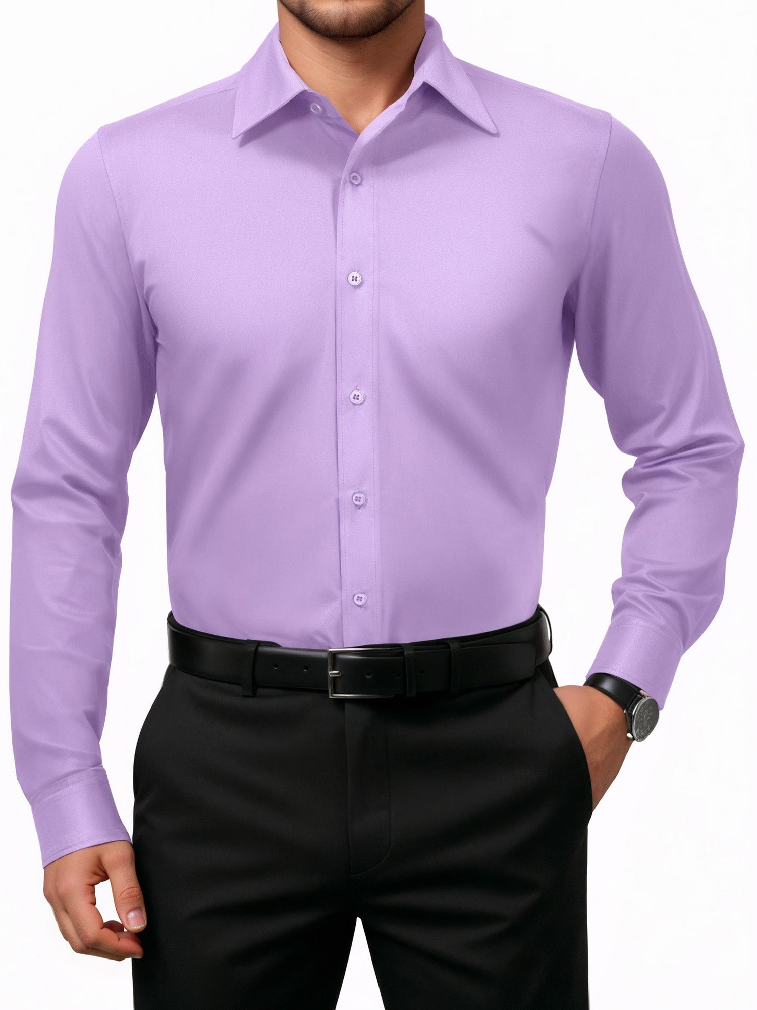 OALUXE Mens Dress Shirts Formal Long Sleeve Button Down Business Solid Shirt